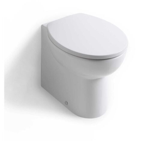 Kiamami Valentina – WC à poser en céramique blanche – Cuvette à bride – Largeur 36,5 cm – Hauteur 42 cm – Profondeur 51 cm – Nettoyage facile