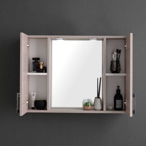 Avis TENDANCE Meuble Haut de Salle de Bain - 2 Portes - Aspect Chêne