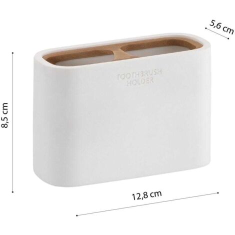 Porte Brosse à Dents En Bambou - 5 Compartiments - Rangement Salle De Bain Élégant - Naturel Et Pratique