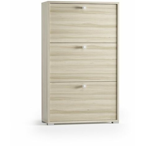 Meuble À Chaussures 3 Portes Avec Double Profondeur Orme (1/3)