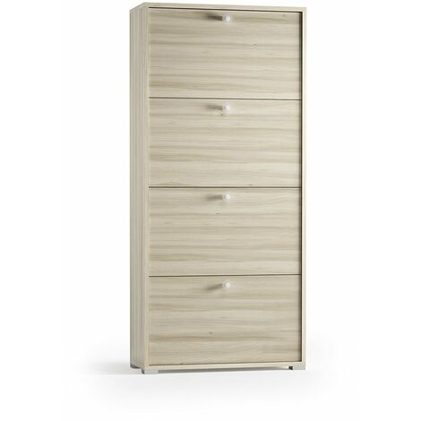 Meuble À Chaussures En Bois Teinté Orme Avec 4 Portes À Double Profondeur (1/2)