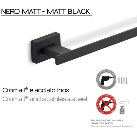 Porte Serviettes Salle De Bain 60 Cm Sans Percage - Acier Inoxydable 304, 2 Étages, Avec Crochets, Noir - 8