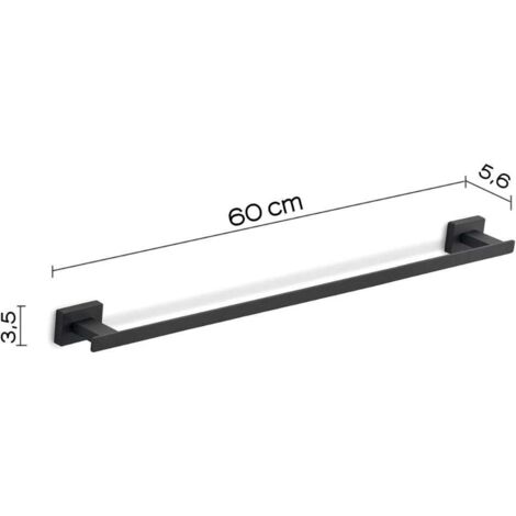 Porte Serviettes Salle De Bain 60 Cm Sans Percage - Acier Inoxydable 304, 2 Étages, Avec Crochets, Noir - 6