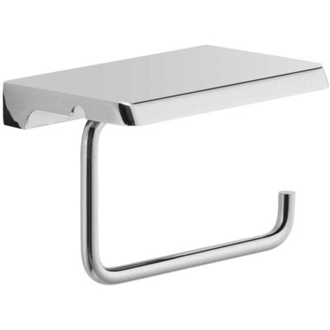 Porte-Rouleaux De Papier Toilette Avec Tablette En Acier Inoxydable Chromé (1/5)