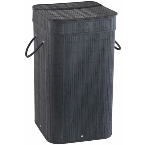 vidaXL Panier à linge d'angle Bambou Noir 60 L