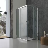 Mai & Mai Cabine De Douche Avec Deux Portes Coulissantes Transparent Avec Bande Opaque Avec