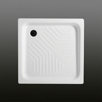 Kiamami Valentina – Receveur de douche carré en céramique 70x70 cm – Surface anti-dérapante – Émaillé sur 3 côtés – Hauteur 10 cm