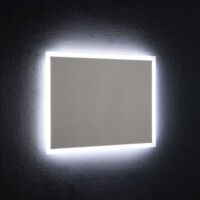 Kiamami Valentina – Miroir lumineux de salle de bain 80x60 cm – Rétroéclairé LED 4200°K – Montage réversible – IP44 pour humidité