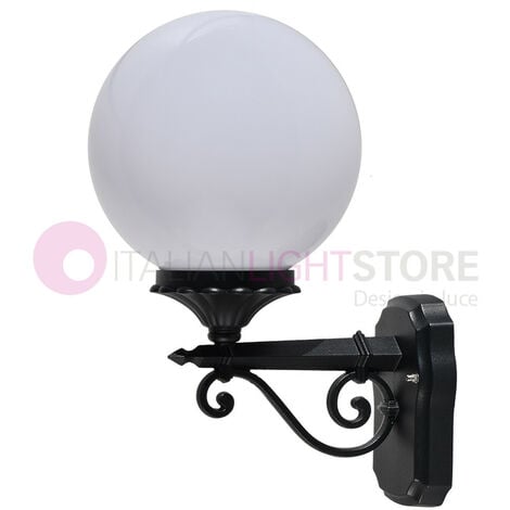 PANAMA Lampada a Parete Applique da Esterno ANTRACITE con sfera globo  policarbonato d.25 OPALE