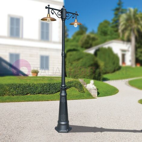 NIKE Lanterna Lampada esterno giardino antracite piatto ottone 8154-B27