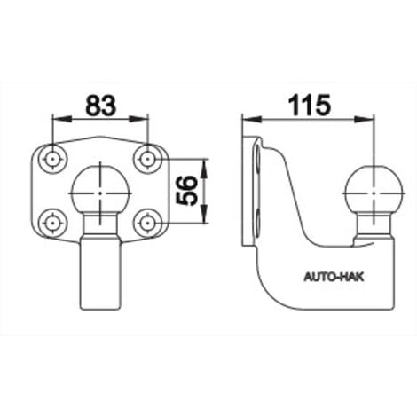 Rotule standard 4 trous Auto-Hak sans visserie