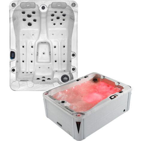 Boreal Sauna – Spa gonflable 2-3 places gris – 50 jets hydromassants – Pompe bi-vitesse 5 HP – Traitement UV et Ozone – Aromathérapie et chromothérapie (1/5)