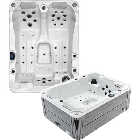 Boreal Sauna – Spa thérapeutique 2-3 places – 41 jets massants – 210x158 cm – Acrylique blanc marbré – Musique Bluetooth – Triple isolation - SPA 2-3