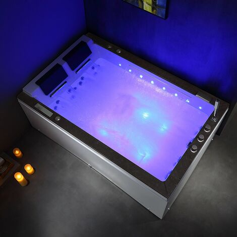Baignoire balneo LORD DUO BLACK 2 places ARCHIPEL® 185X120 - DROITE (1/5)