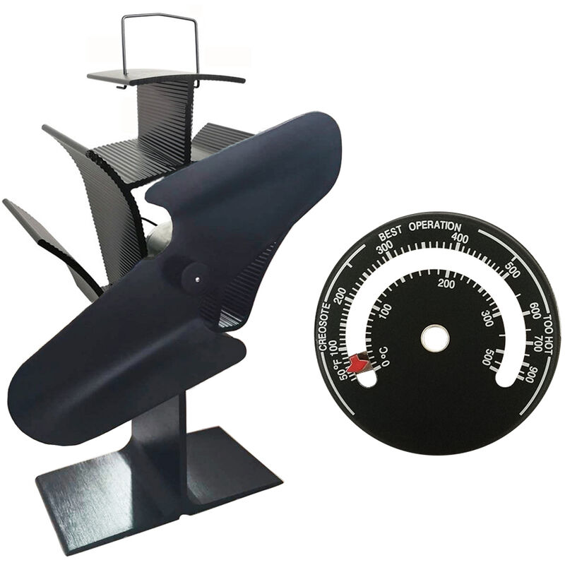 Lincsfire 2 Blades Eco Friendly Silent Heat Powered Stove Fan for Wood/Log  Burner/Fireplace + Free Stove Thermometer