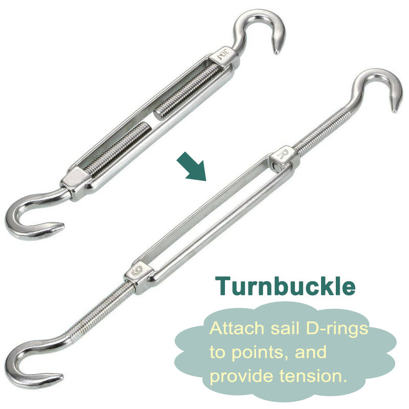 Greenbay Turnbuckle(M6) - High Strength 304 Stainless Steel Turnbuckle for Outdoor  Sun Shade Sails