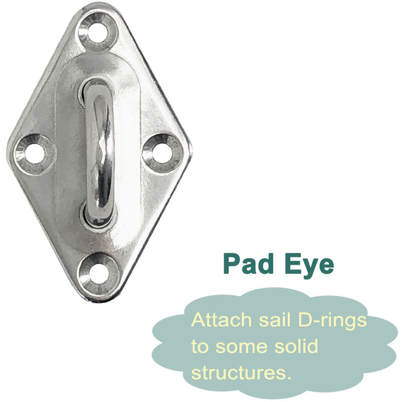 Greenbay Pad Eye(M6) - High Strength 304 Stainless Steel Pad Eye for Outdoor  Sun Shade Sails (with 4pcs Screws)
