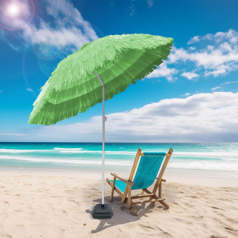 160CM Hawaiian Parasol Beach Garden Patio Sunshade Sun Umbrella Outdoor  Tilting Green