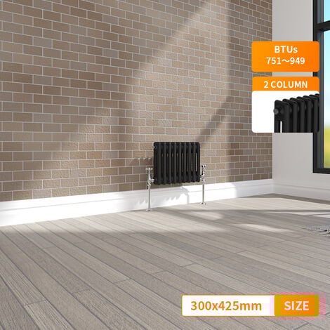 NRG Traditional Vintage Cast Iron Style Radiator Black Horizontal 2 Column 300 x 425mm