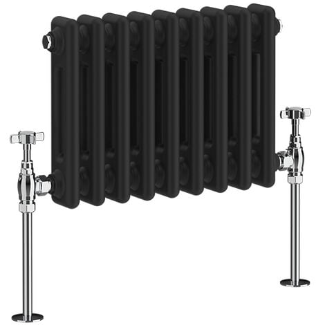 NRG Traditional Vintage Cast Iron Style Radiator Black Horizontal 2 Column 300 x 425mm