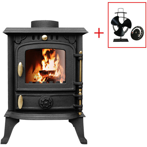 4.5KW Multifuel Stove Heating Log Burner Fireplace Defra Eco Design w/ Fan