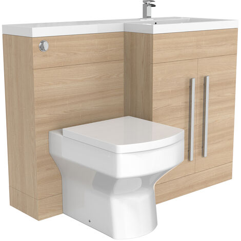 1100mm L Shape Bathroom Basin Vanity Toilet Combination Unit Cistern ...