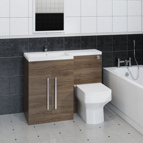 1100mm L Shape Bathroom Basin Vanity Toilet Combination Unit Furniture ...
