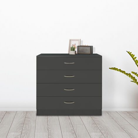 Chest of Drawers Modern Bedroom Furniture Hallway Wide Storage 4 Drawers Cabinet Grey (1/4)