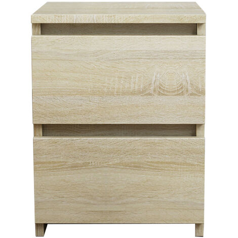 Modern 2 Drawer Chest of Drawers Bedside Table Cabinet Nightstand Bedroom Oak