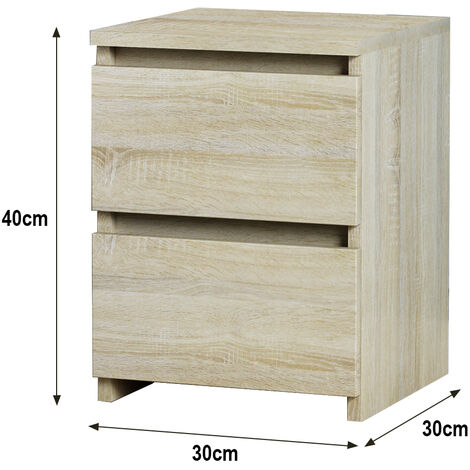 Modern 2 Drawer Chest of Drawers Bedside Table Cabinet Nightstand Bedroom Oak