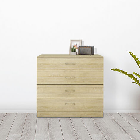 Chest of Drawers Modern Bedroom Furniture Hallway Wide Storage 4 Drawers Cabinet Oak