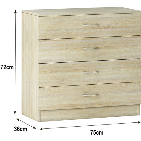 Chest of Drawers Modern Bedroom Furniture Hallway Wide Storage 4 Drawers Cabinet Oak