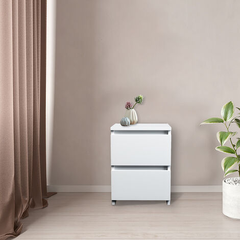 Modern 2 Drawer Chest of Drawers Bedside Table Cabinet Nightstand Bedroom White