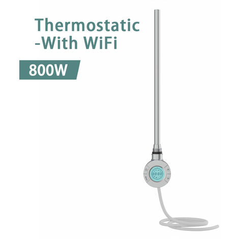 NRG Smart WiFi Thermostatic Electric Heating Element for Heated Towel Rail Radiator 800W Chrome