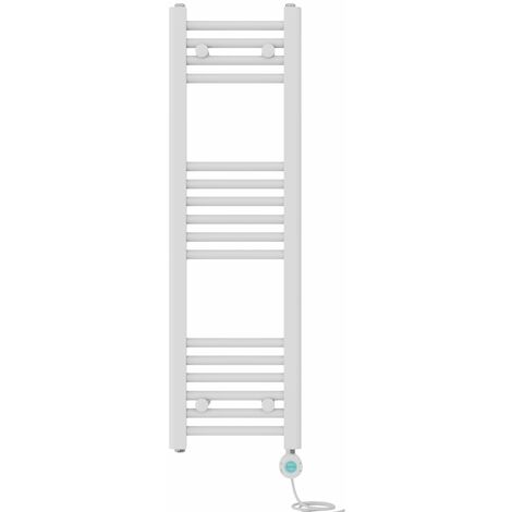 Pre-filled Bathroom Straight Electric Heated Towel Rail Radiator Thermostatic 1000x300mm White