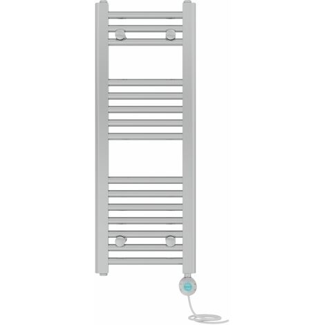 Pre-filled Bathroom Straight Electric Heated Towel Rail Radiator Thermostatic 800x300mm Chrome