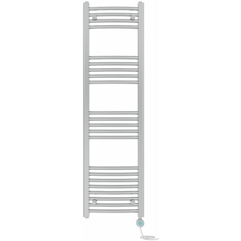 Pre-filled Electric Curved Heated Towel Rail Radiator Thermostatic 1400x400mm Chrome