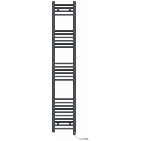 Prefilled Electric Straight Heated Towel Rail Radiator Ladder Warmer 1600x300mm Anthracite