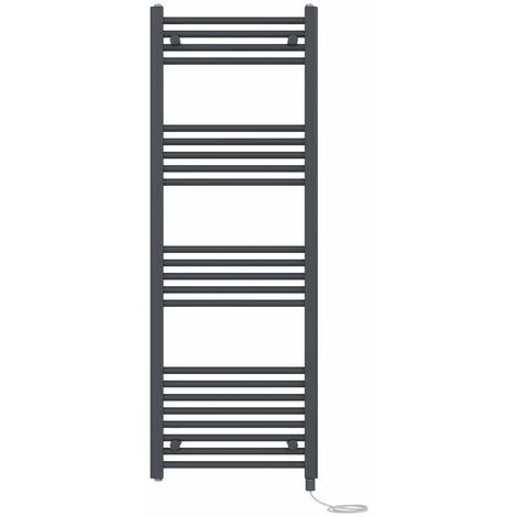 Prefilled Electric Straight Heated Towel Rail Radiator Ladder Warmer 1400x500mm Anthracite