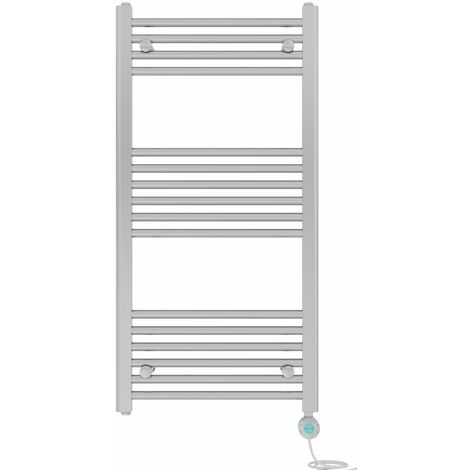 Pre-filled Bathroom Straight Electric Heated Towel Rail Radiator Thermostatic 1000x500mm Chrome