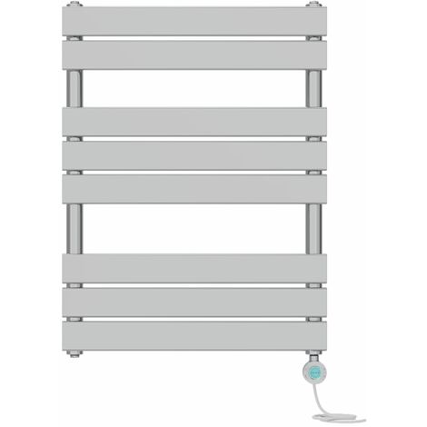 Prefilled Electric Flat Panel Heated Towel Rail Radiator Thermostatic WIFI 800x600mm Chrome