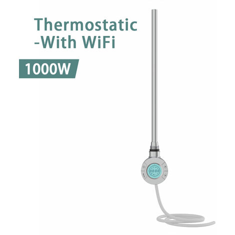 NRG Smart WiFi Thermostatic Electric Heating Element for Heated Towel Rail Radiator 1000W Chrome