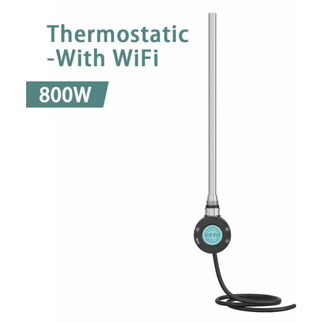 NRG Smart WiFi Thermostatic Electric Heating Element for Heated Towel Rail Radiator 800W Black