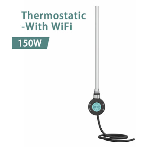 NRG Smart WiFi Thermostatic Electric Heating Element for Heated Towel Rail Radiator 150W Black