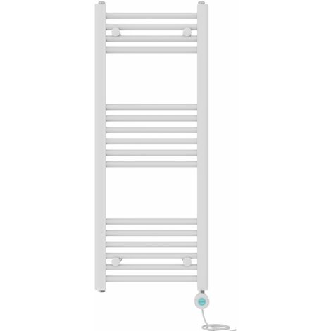 Pre-filled Bathroom Straight Electric Heated Towel Rail Radiator Thermostatic 1000x400mm White