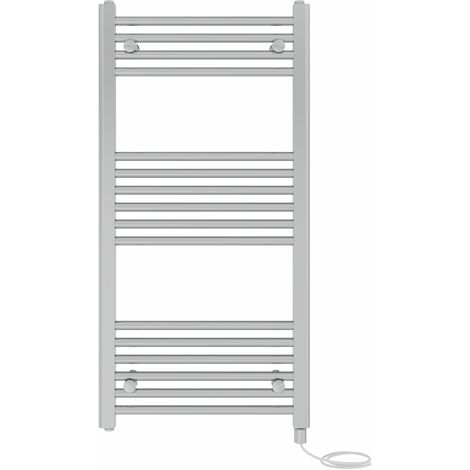 Prefilled Electric Straight Heated Towel Rail Radiator Ladder Warmer 1000x500mm Chrome