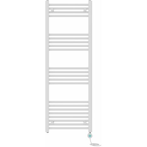 Pre-filled Bathroom Straight Electric Heated Towel Rail Radiator Thermostatic 1400x500mm White