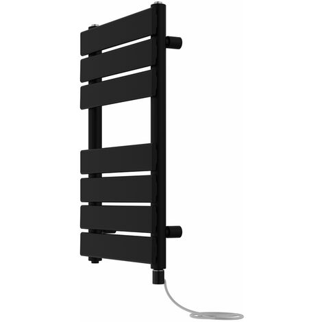 Prefilled Electric Heated Towel Rail Radiator Flat Panel Warmer Ladder 650x400mm Black