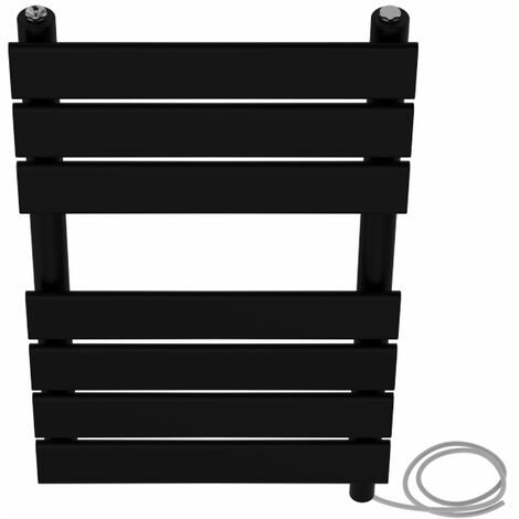 Prefilled Electric Heated Towel Rail Radiator Flat Panel Warmer Ladder 650x400mm Black