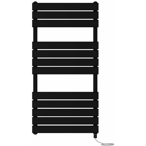 Prefilled Electric Heated Towel Rail Radiator Flat Panel Warmer Ladder 1200x600mm Black